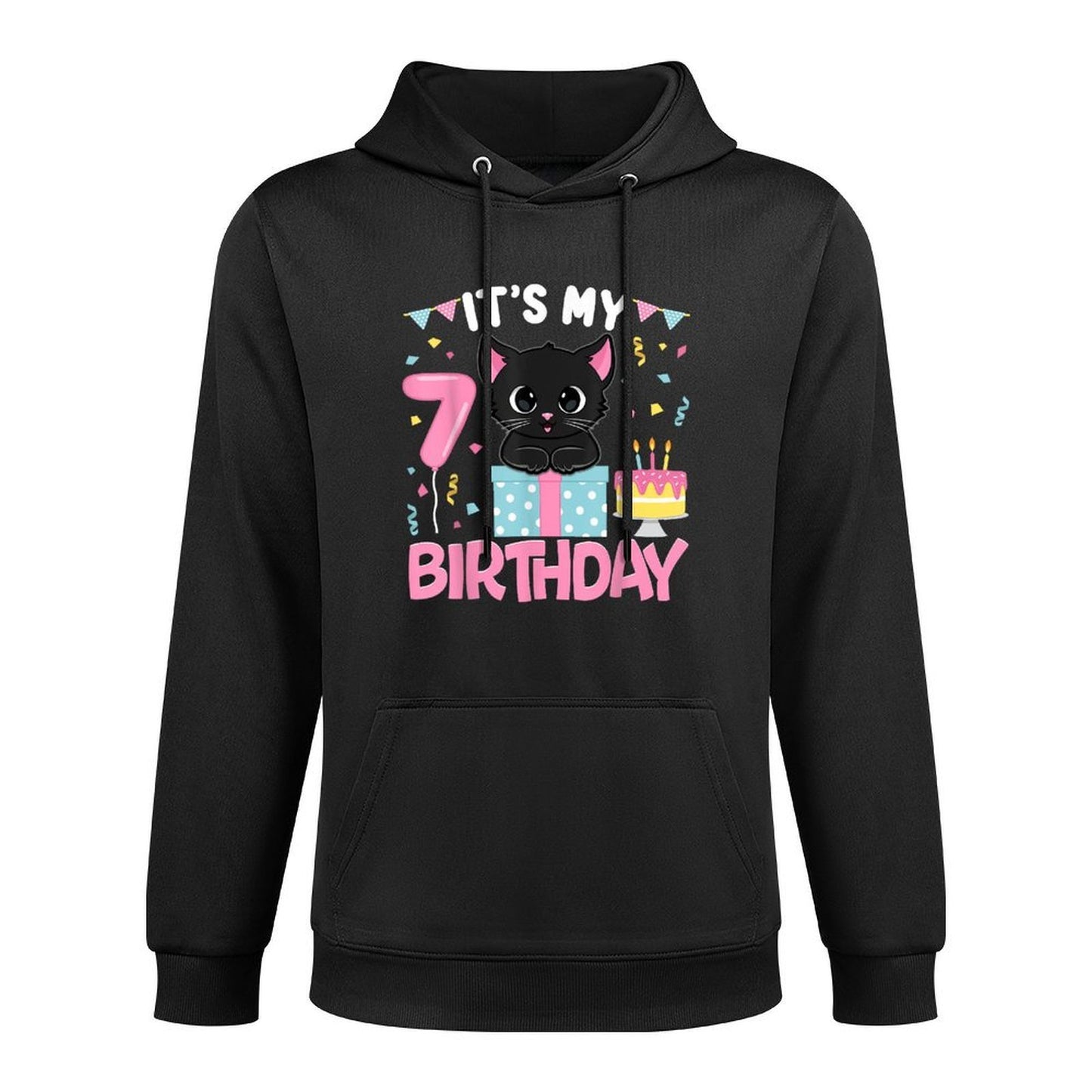 Its My 7th Birthday Girl Cat Birthday 7 Year Old BDay Party Layering Staple Hoodie
