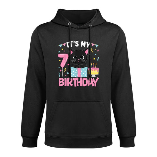 Its My 7th Birthday Girl Cat Birthday 7 Year Old BDay Party Layering Staple Hoodie
