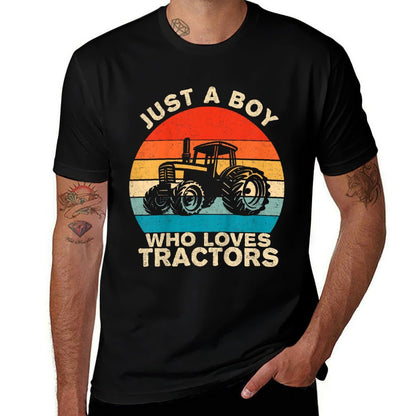 Kids Farm Lifestyle Just A Boy Who Loves Tractors Boys  Tagless Design T-Shirt