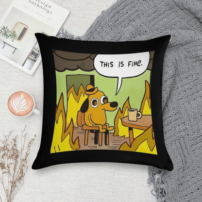 This Is Fine - Funny Meme Soft Multiple Sizes Throw Pillow