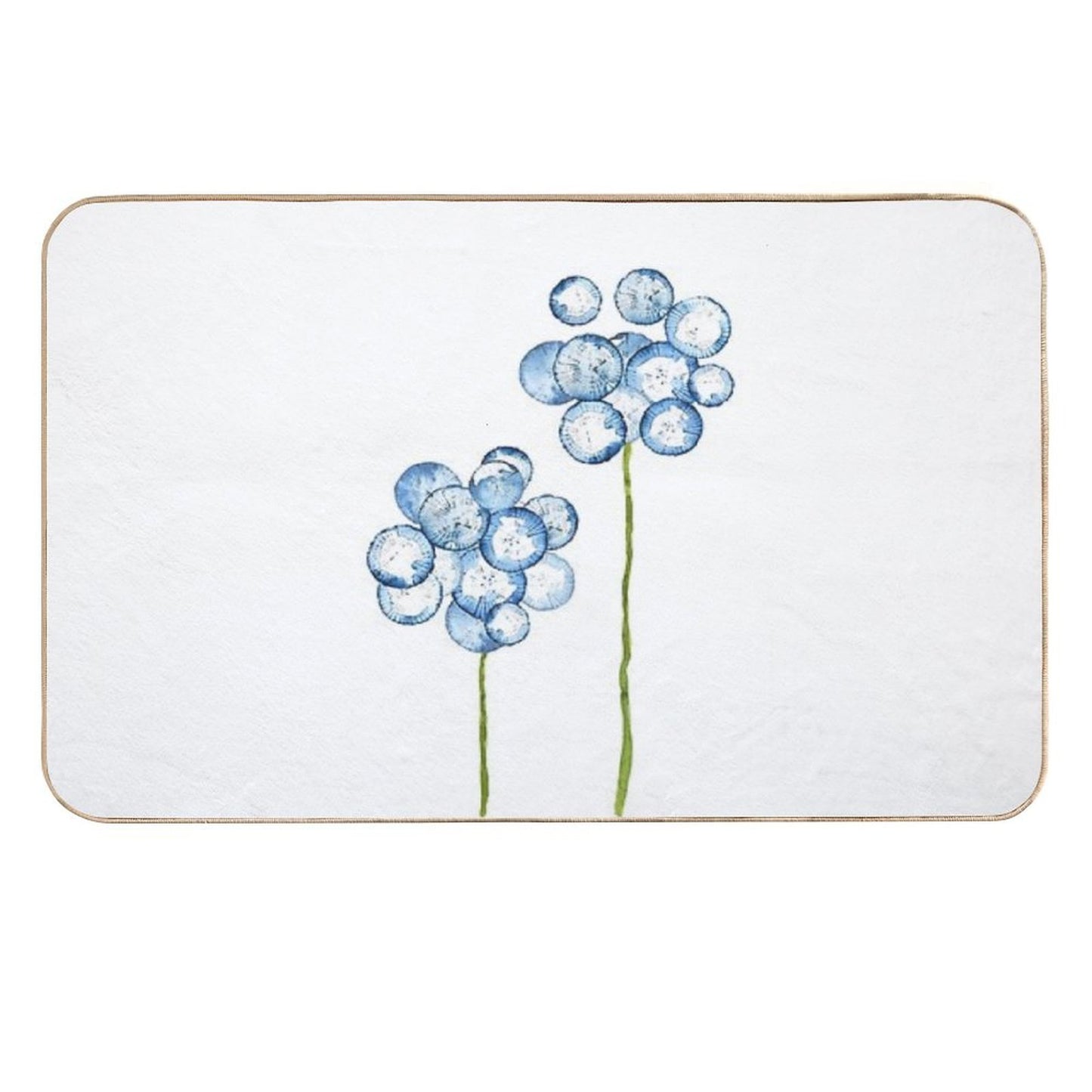 Hand Painted 2 Abstract Indigo Dandelions  Eco-Friendly Bath Mat