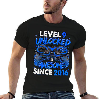 Level 9 Unlocked Awesome Since 2016 9th Birthday Gaming  Moisture-wicking T-Shirt