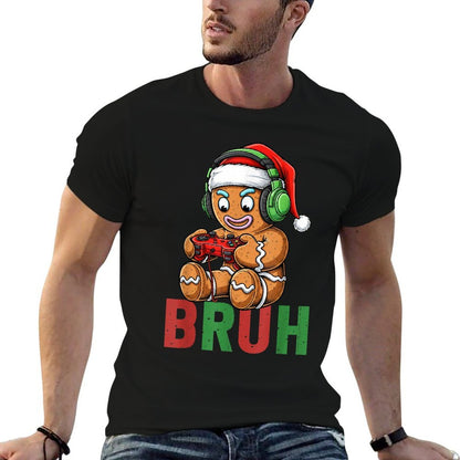 Gamer Gingerbread Bruh Christmas Santa Hat Xmas Gaming Boys  Vintage-inspired T-Shirt