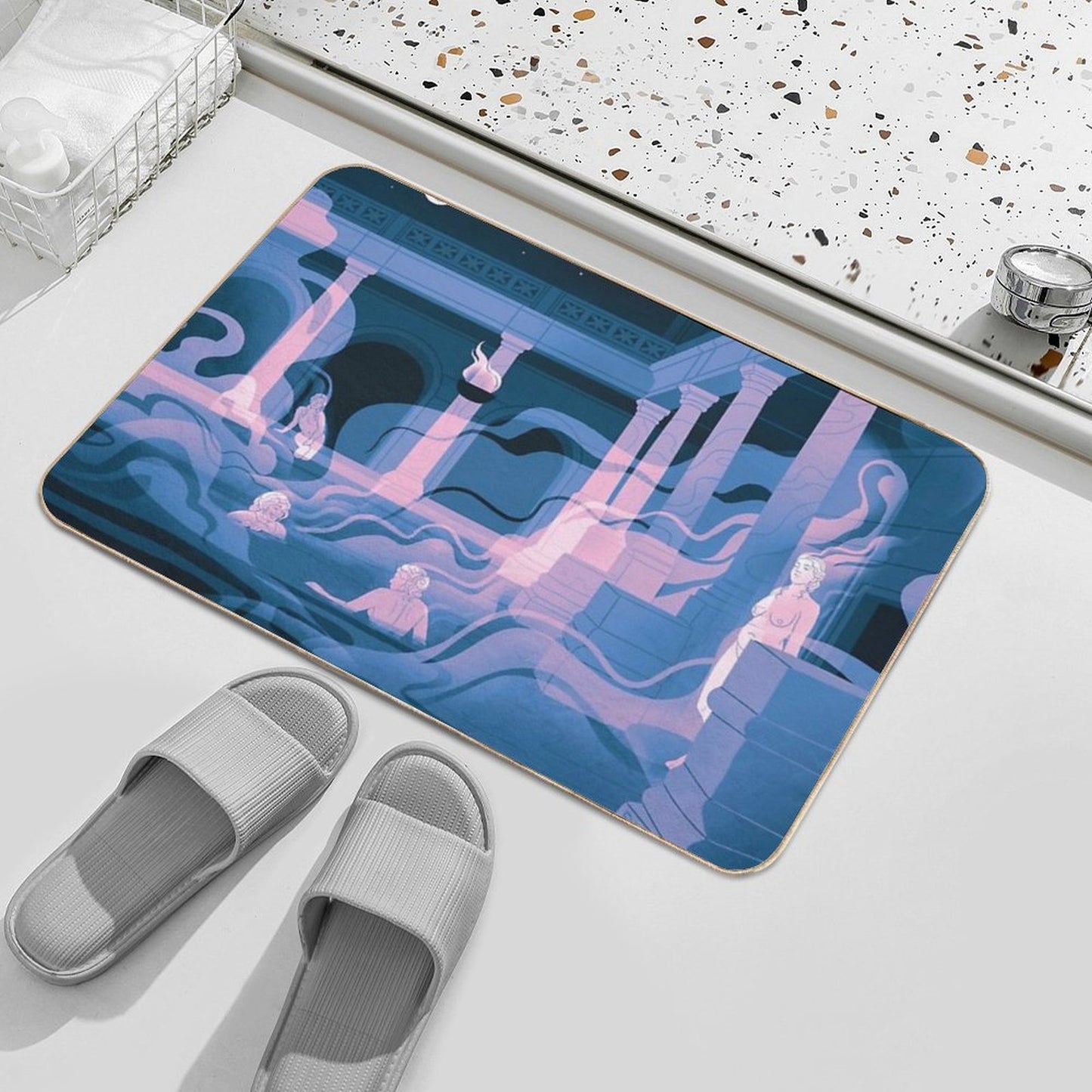 Night at The Baths - Rose  Easy Maintenance Bath Mat