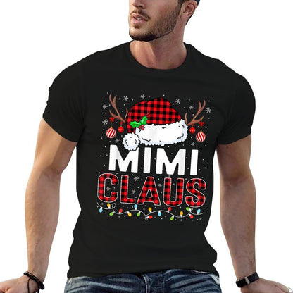 Christmas Lights Mimi Claus Family Matching Xmas Pajama  Summer-ready Fabric T-Shirt