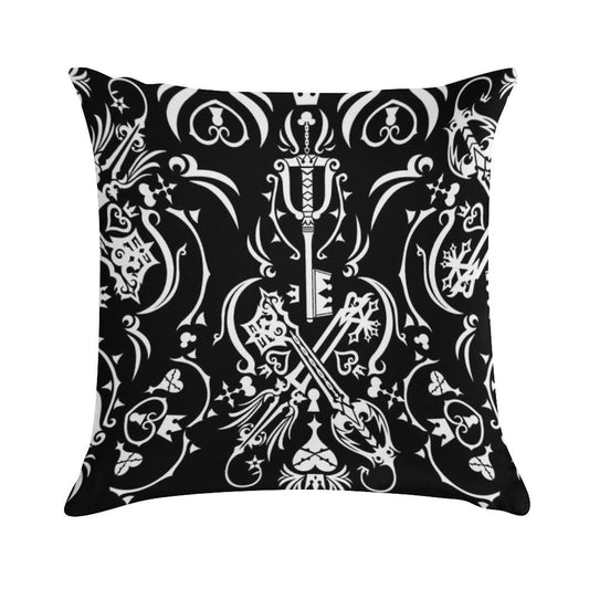Kingdom Hearts - Black Soft Washable Throw Pillow