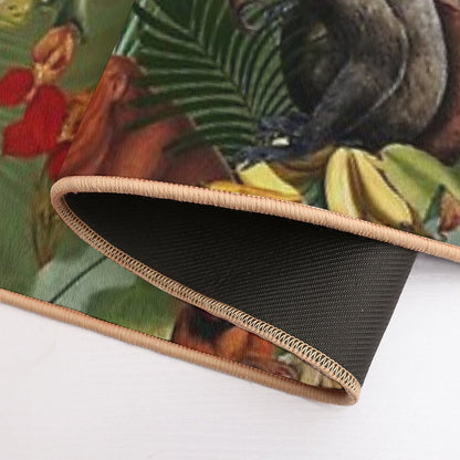 Tropical Monkey Jungle Pattern - Dark Green Botanical Night Garden Nightgarden  Toxin-Free Bath Mat