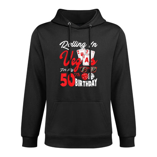 Rolling in Vegas For My 50th Birthday Las Vegas Bday Party Cotton-Polyester Blend Hoodie
