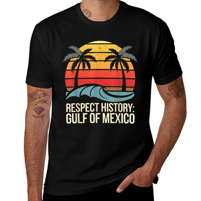 Respect History Gulf Of Mexico Retro Vintage Beach 1672  Rolled Sleeves T-Shirt