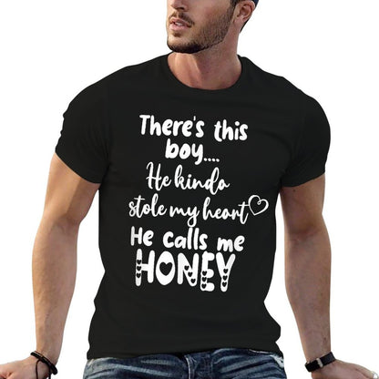 Special Grandma Grandmother This Boy Calls Me Honey  Heathered Texture T-Shirt