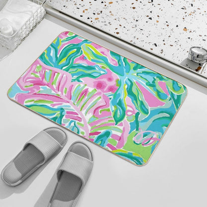 Water Floral  Slip-Resistant Bath Mat