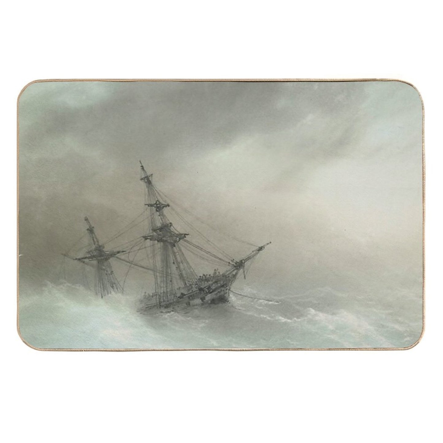 Ship In A Stormy Sea  - Ivan Konstantinovich Aivazovsky  Pet-Safe Bath Mat