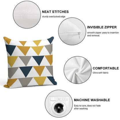 Arrows Light Mustard Yellow, Dark Mustard Yellow, Dark Blue, Grey, And White Geometric Pattern Soft Anti-Pilling Throw Pillow