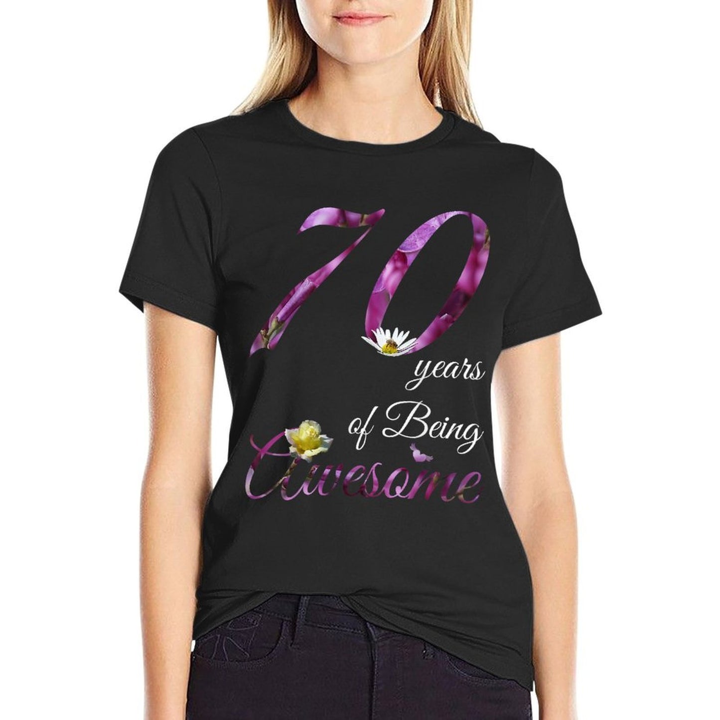 70 Year Old Awesome Floral 1954 70th Birthday Gift  Cotton T-Shirt