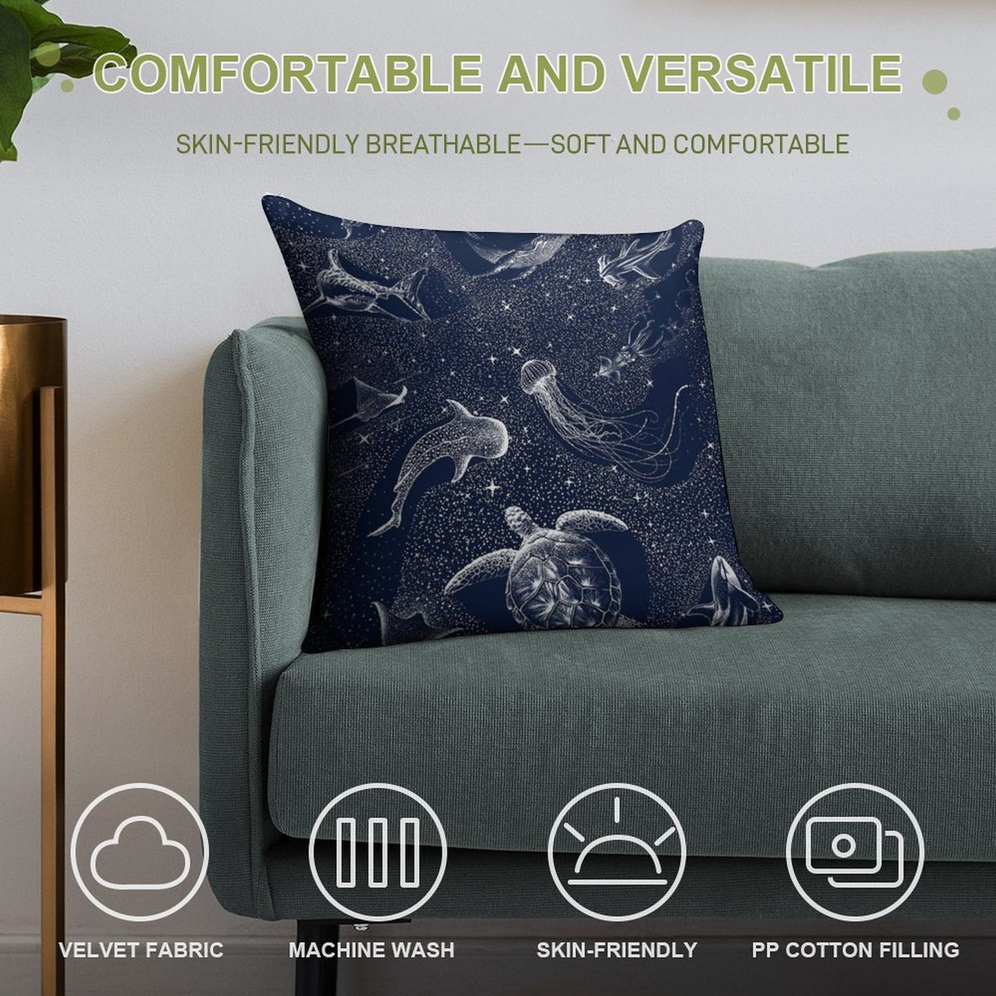 Cosmic Ocean Soft Washable Throw Pillow