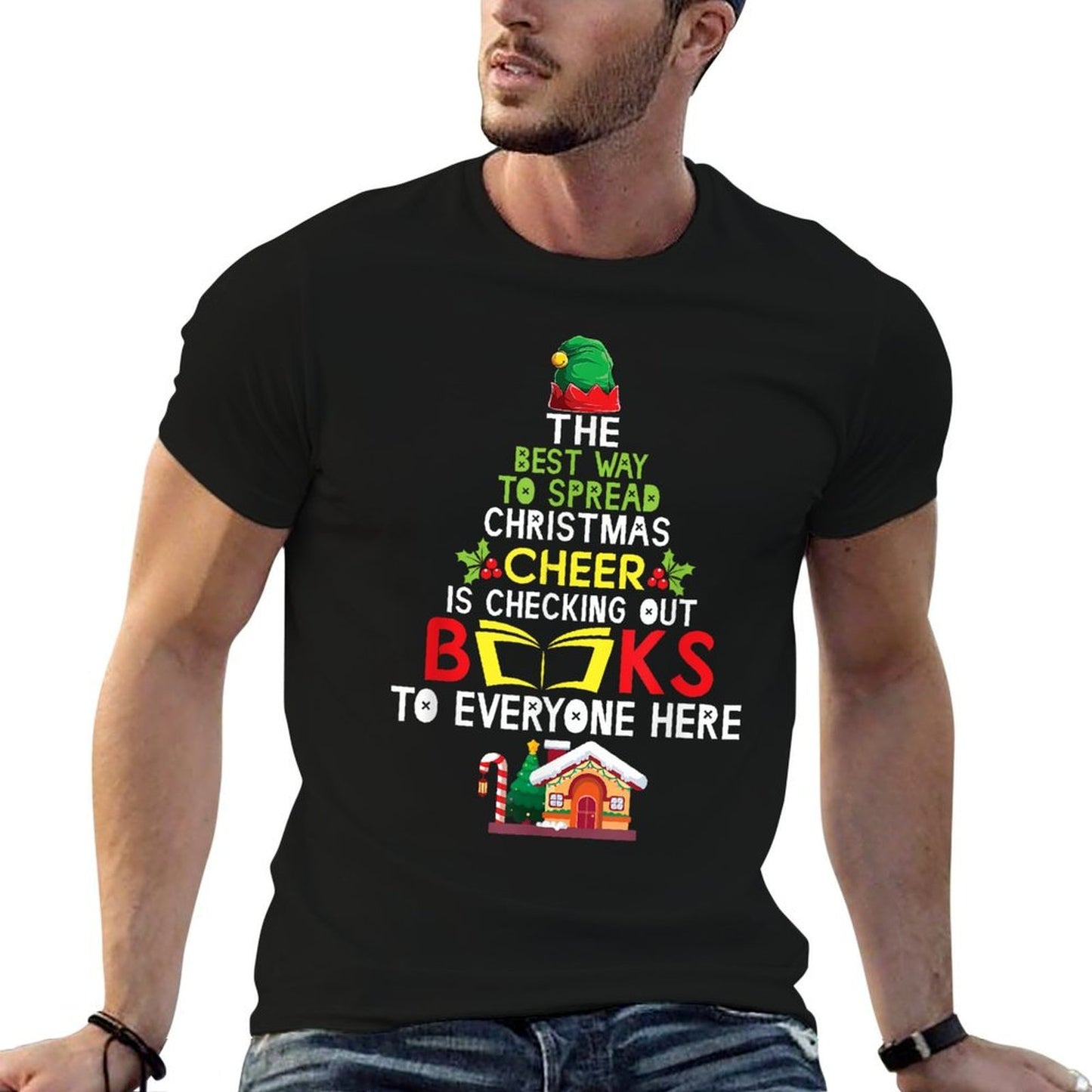 The Best Way To Spread Christmas Cheer Is Checking Out Books  Rolled Sleeves T-Shirt
