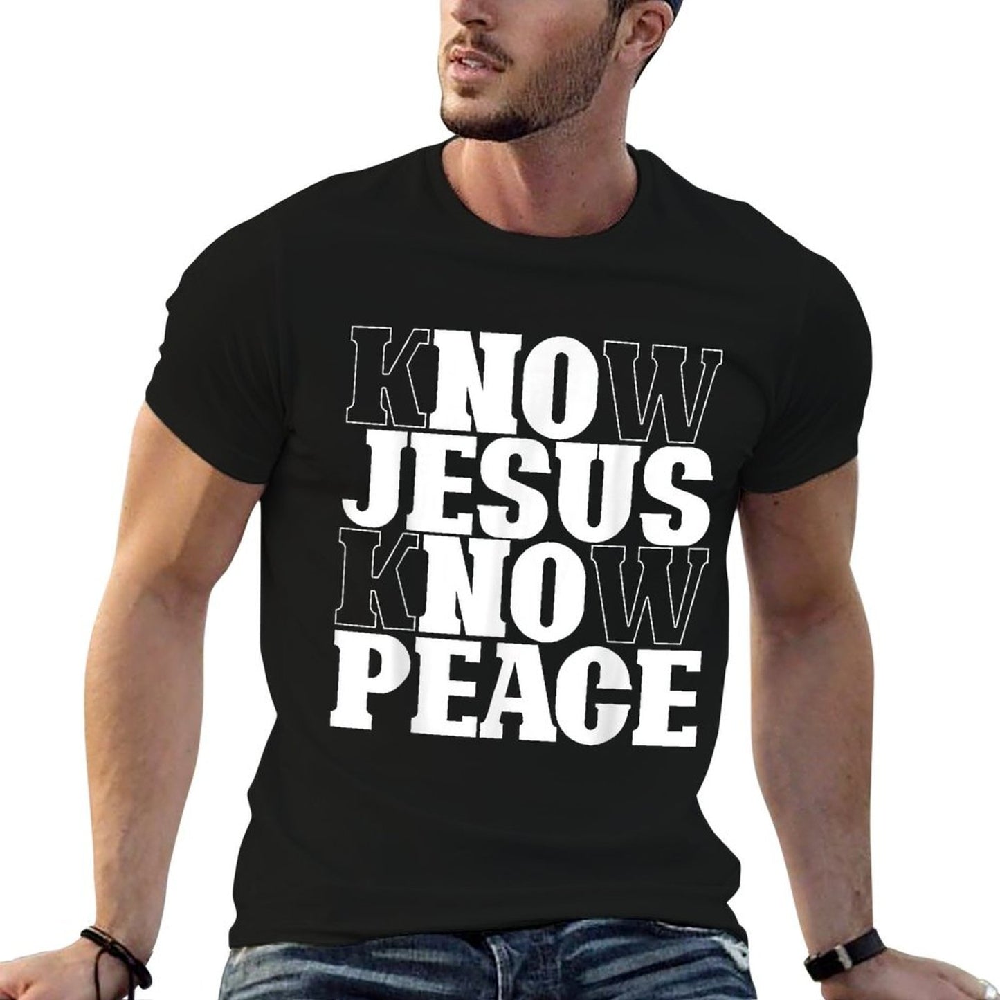 Know Jesus Know Peace Religion God Church Christian Gifts  Rolled Sleeves T-Shirt