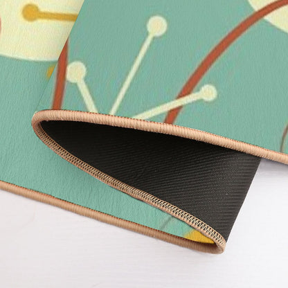 Vintage Retro 1950s Atomic Starburst Boomerangs  Green Harvest Gold Rust  Repositionable Bath Mat