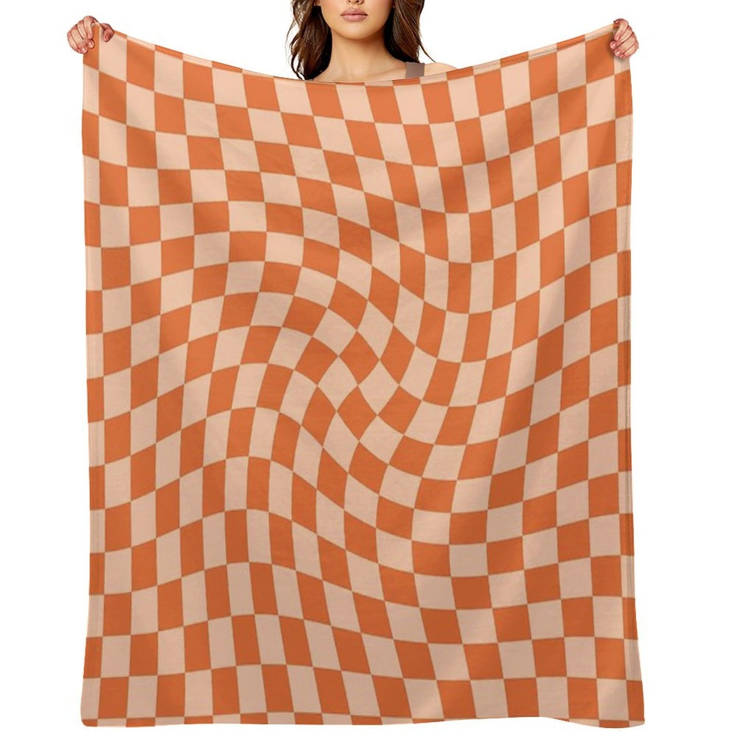 Check IV - Orange Twist Multi-functional Throw Blanket
