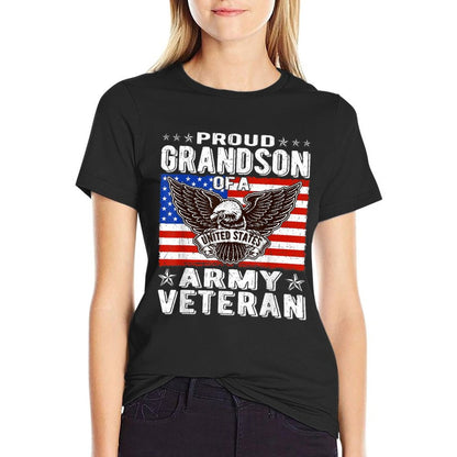 Proud Grandson Of US Army Veteran Patriotic Military Family  Quick-drying T-Shirt