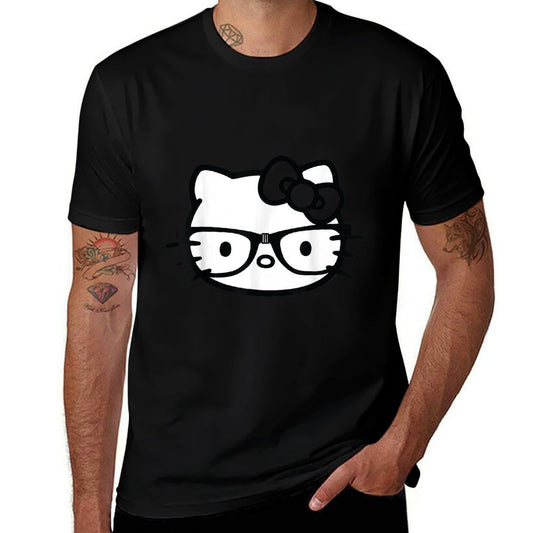 Hello Kitty Black And White Nerd Glasses  Wrinkle-resistant T-Shirt