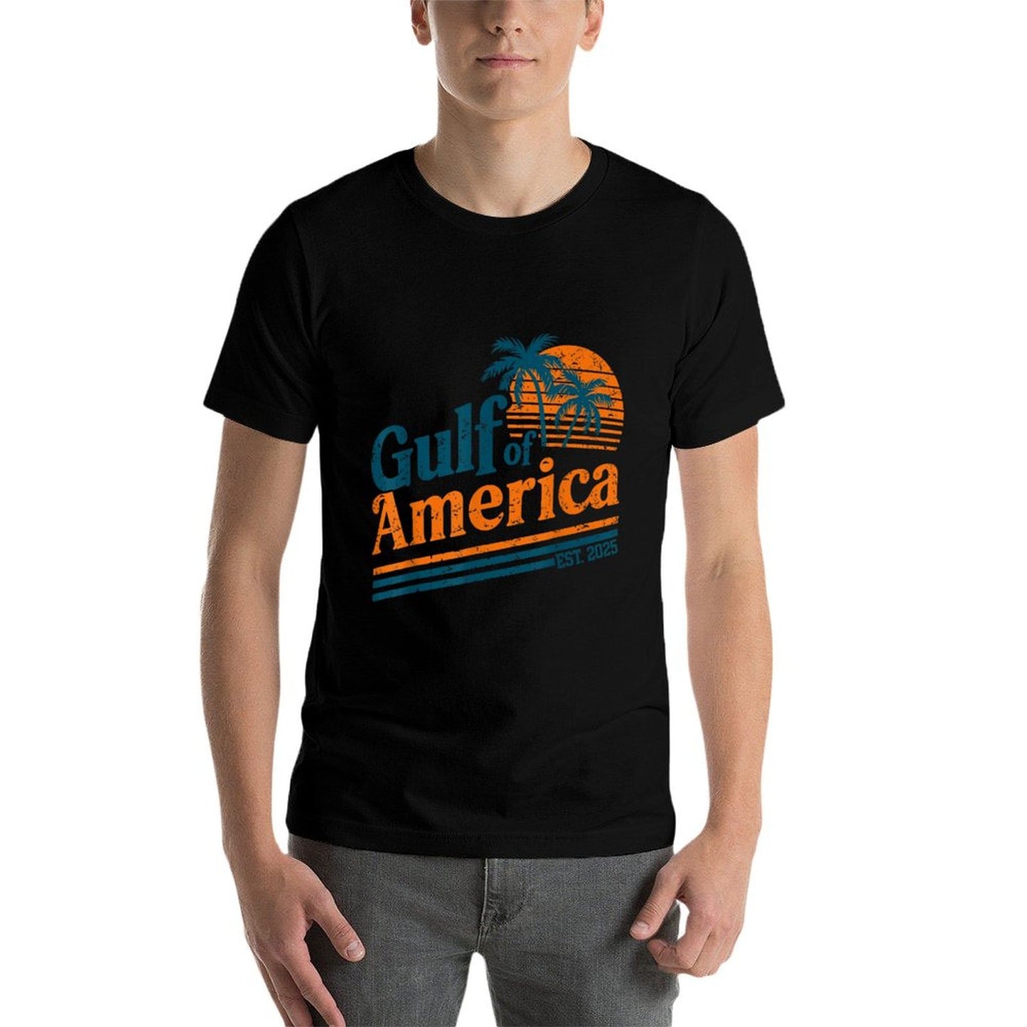 Retro Vintage Gulf Of US America 2025 American Gifts Rolled Sleeves T-Shirt