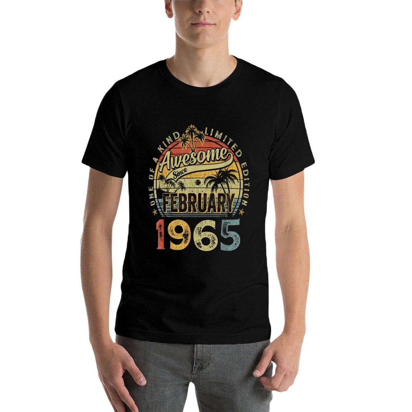 60 Years Old Awesome February 1965 Vintage 60th Birthday Men  Classic T-Shirt