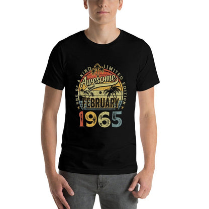 60 Years Old Awesome February 1965 Vintage 60th Birthday Men  Classic T-Shirt