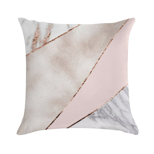 Spliced Mixed Rose Gold Marble Soft Fade-Resistant Throw Pillow