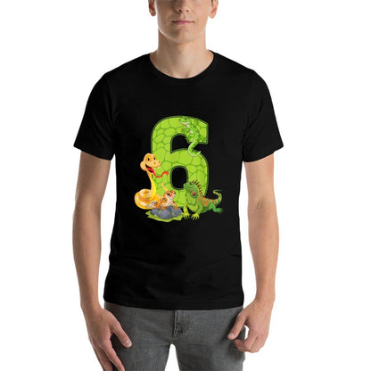6th Birthday Snake Lizard Reptile 6 Year Old Birthday Party  Slim-fit Cut T-Shirt