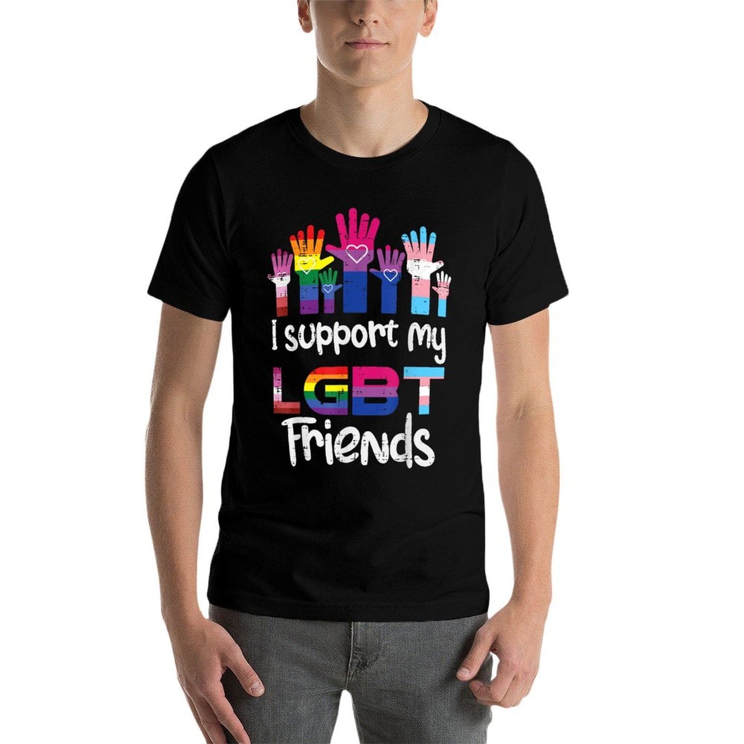 I Support My LGBT Friends Ally Lesbian Gay Bisexual Bi Trans  Fade-proof Color T-Shirt