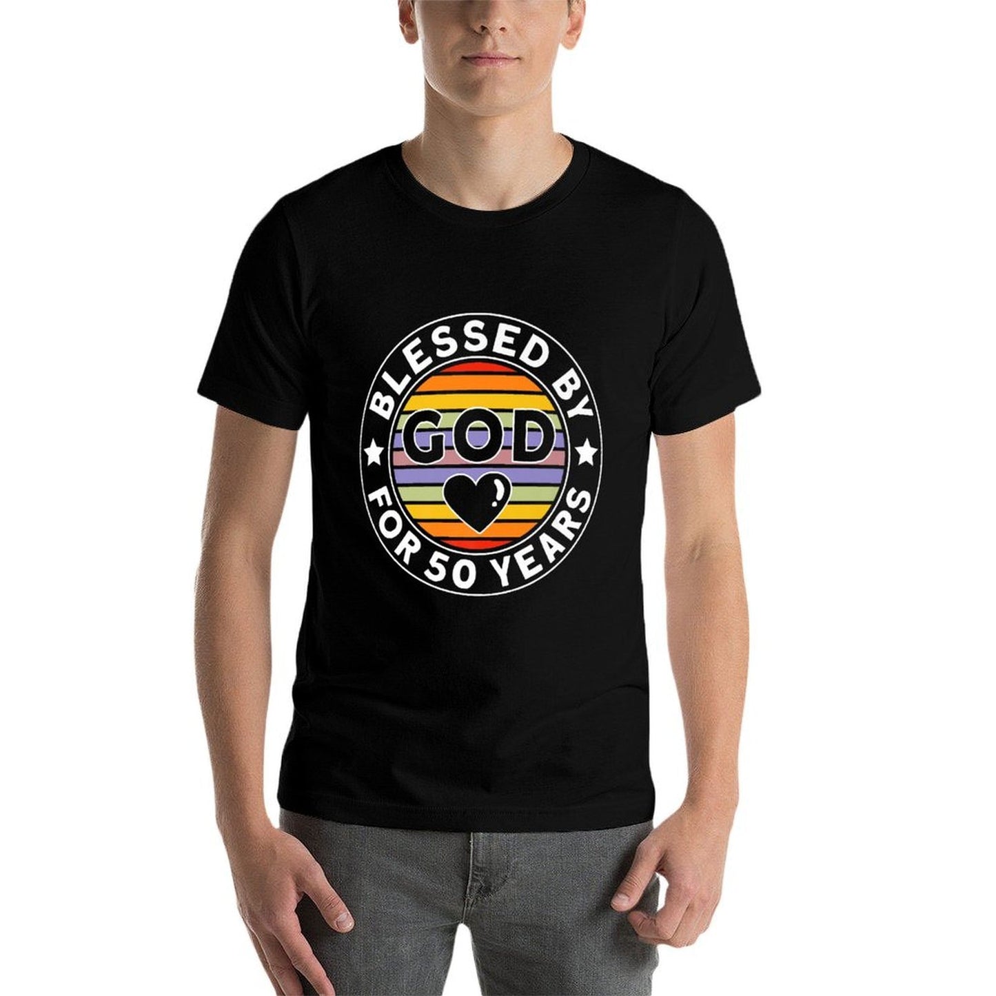 Blessed By God for 50 Years 50th Birthday Premium  Heathered Texture T-Shirt