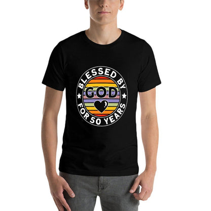 Blessed By God for 50 Years 50th Birthday Premium  Heathered Texture T-Shirt