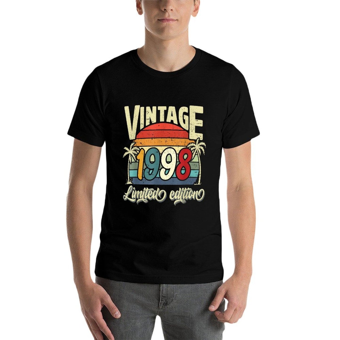 Vintage 1998 27th Birthday Limited Edition 27 Years Old Bday  Ribbed Collar T-Shirt