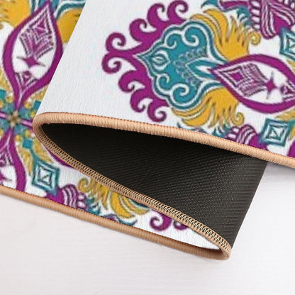 Colorful Fuchsia, Yellow And Blue Mandala.  Stain-Proof Bath Mat