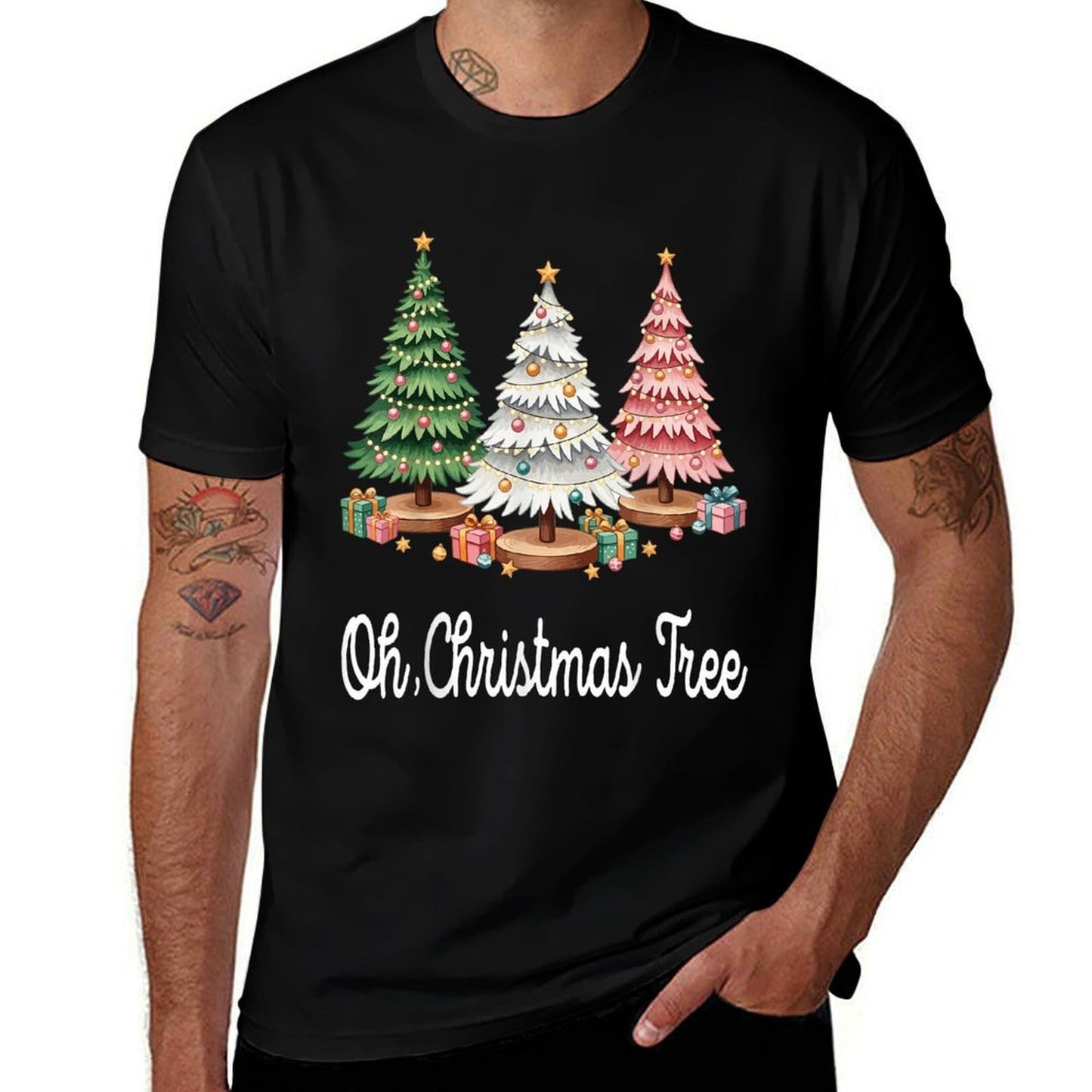 Oh Christmas Tree Holiday Festive Xmas Trees with Lights  Durable T-Shirt