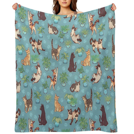 Cozy Michis in Blue Easy Care Throw Blanket