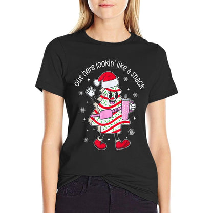 Out Here Looking Like A Snack Christmas Tree Cake Funny Xmas  Affordable Price T-Shirt