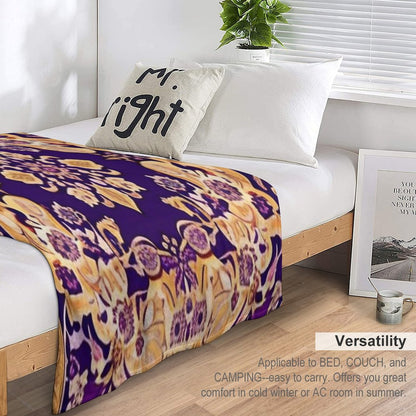 Purple And Gold Persian Floral Shrink-resistant Throw Blanket