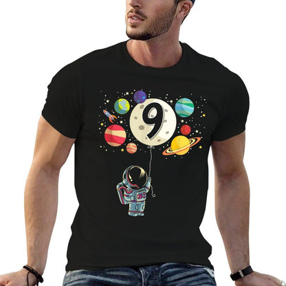 9 Years Old Birthday Boy Gifts Astronaut 9th Birthday  Soft T-Shirt