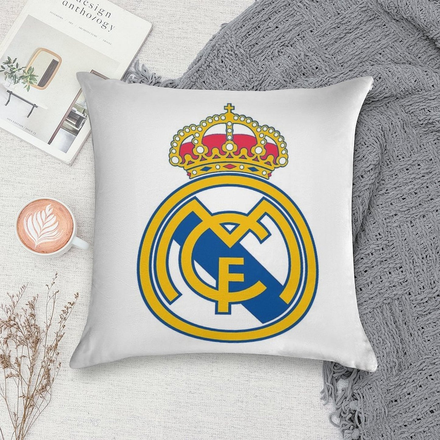 The Madrid CF Logo Soft Luxury Feel Throw Pillow