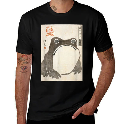 The Art of Print by MCMA - Digitally Enhanced Art Grumpy Frog Japanese Art - Unisex AdultsKids - Black - - S Fade-proof Color T-Shirt