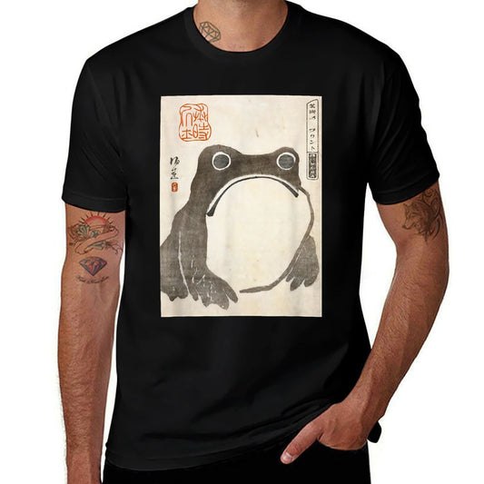 The Art of Print by MCMA - Digitally Enhanced Art Grumpy Frog Japanese Art - Unisex AdultsKids - Black - - S Fade-proof Color T-Shirt
