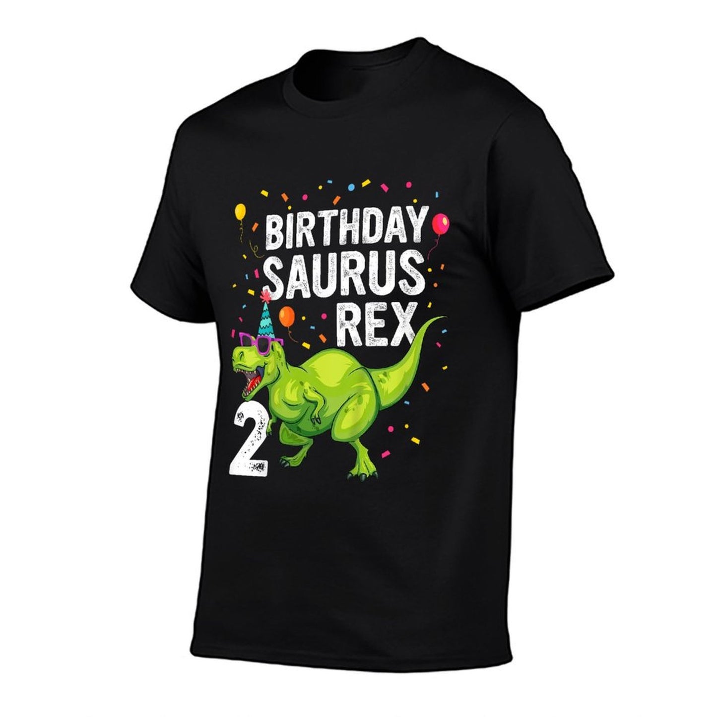 Kids 2 Year Old Birthday Boy Girl Dinosaur T Rex Family Matching  Polyester Blend T-Shirt