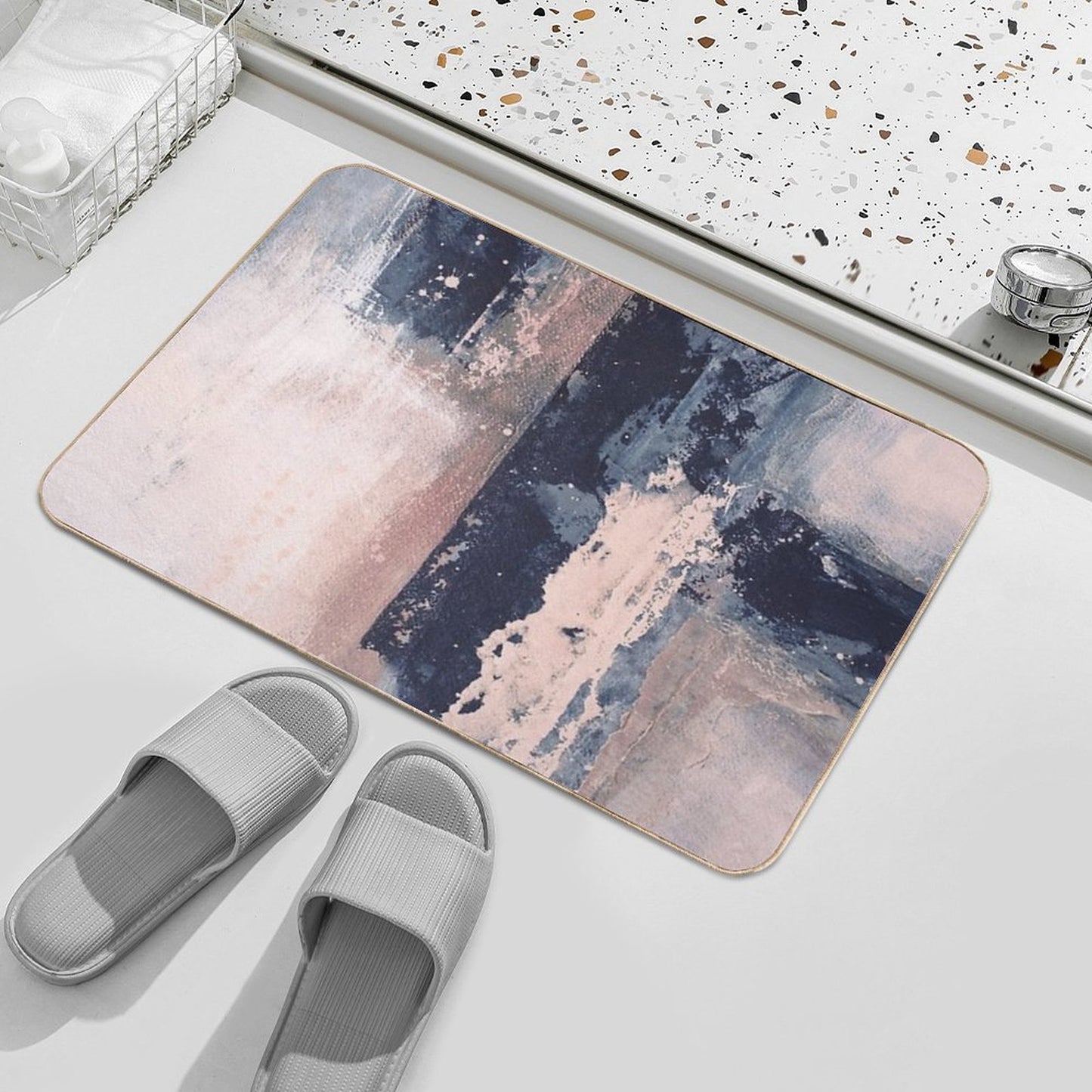 Horizontal Pink Navy  Multi-Purpose Bath Mat