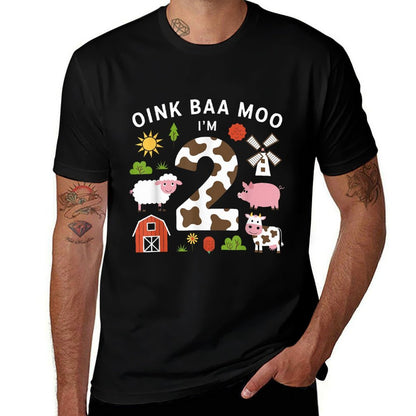 Oink Baa Moo I'm 2 Farm Birthday 2 Year Old Party  Graphic-printed T-Shirt