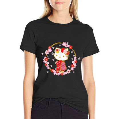 Hello Kitty Sakura Spring  High-quality Stitching T-Shirt
