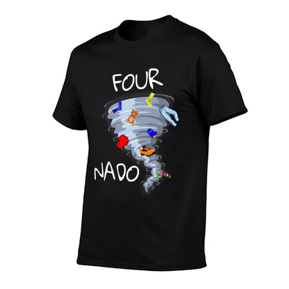 Kids Four Nado Tshirt 4 Year Old Birthday Boy T  Rolled Sleeves T-Shirt