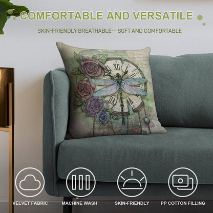 Time Flies Soft High-Density Material Throw Pillow