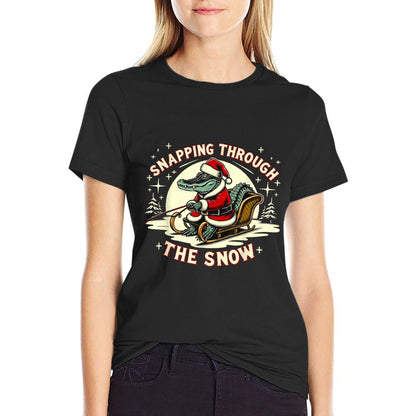 Alligator Snapping Through The Snow, Gator Hunting Christmas  Moisture-wicking T-Shirt